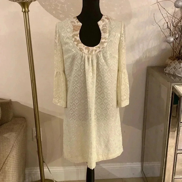TRINA Turk metallic gold dress size 8 - Picture 1 of 6